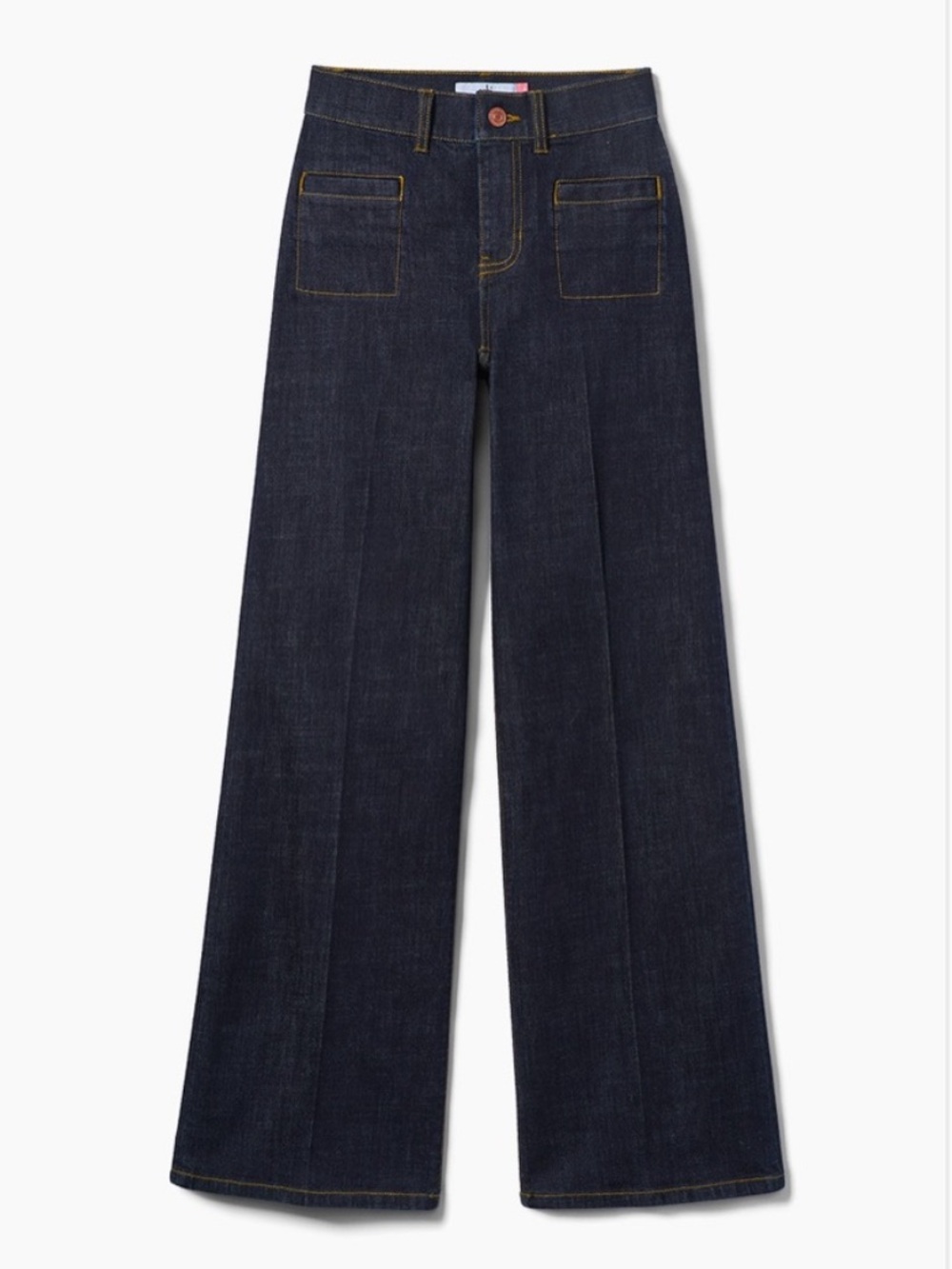 Cabi Venice Trouser Jeans High Rise Wide Leg Dark Wash Patch Pocket Size 6 4070